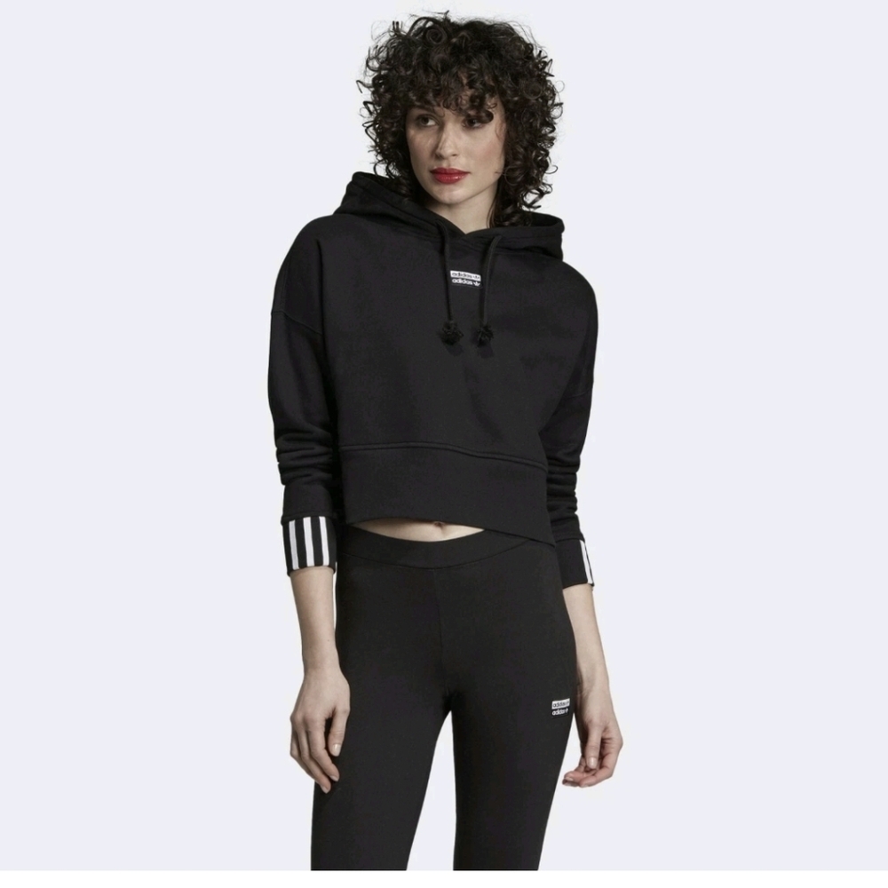 Adidas Originals Women's Vocal Cropped Hoodie Black XS - Picture 2 of 11